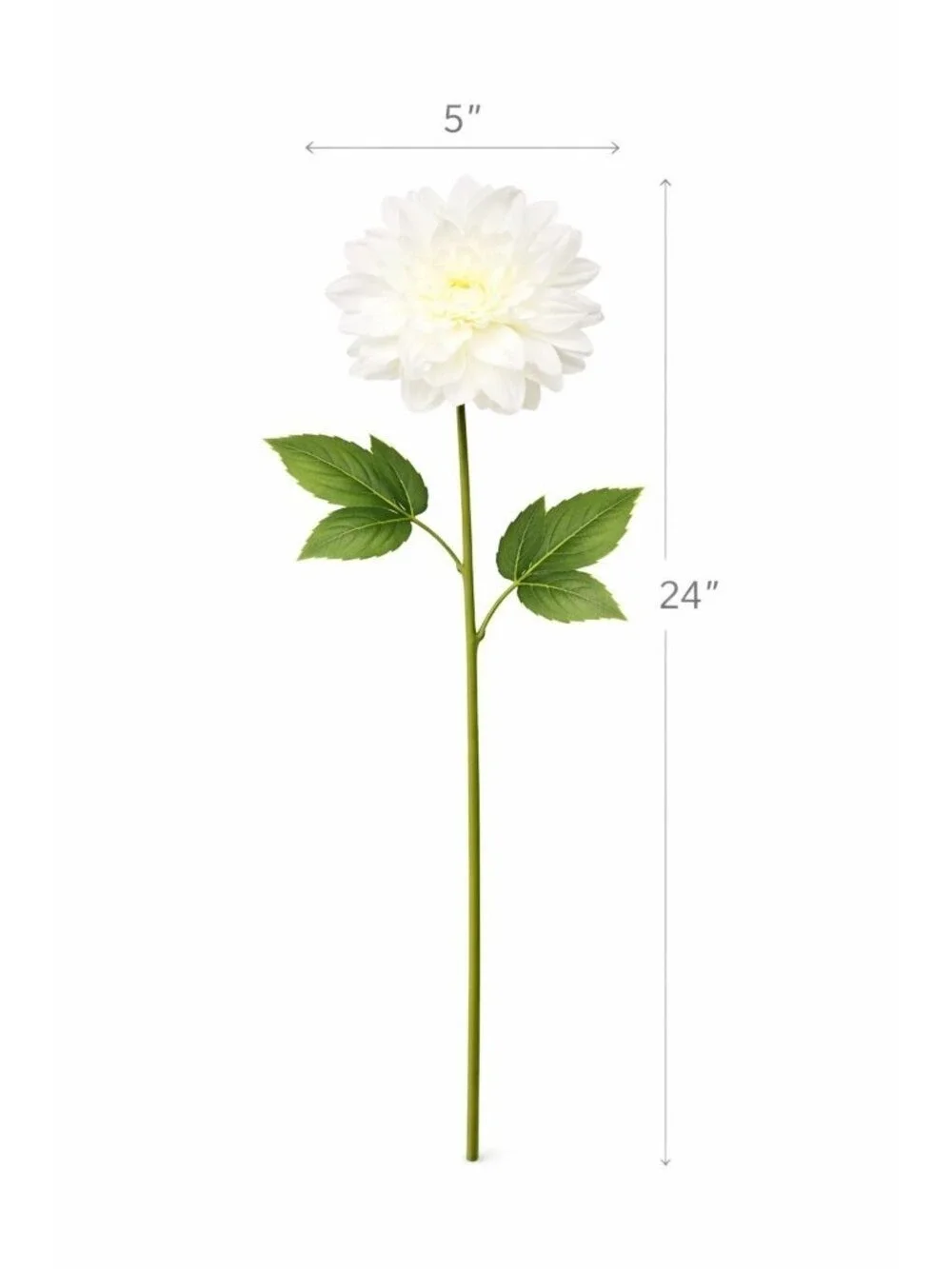 White Dahlia Faux Flower Stem Large 24 Inch Bloom 5 Inch Artificial Real